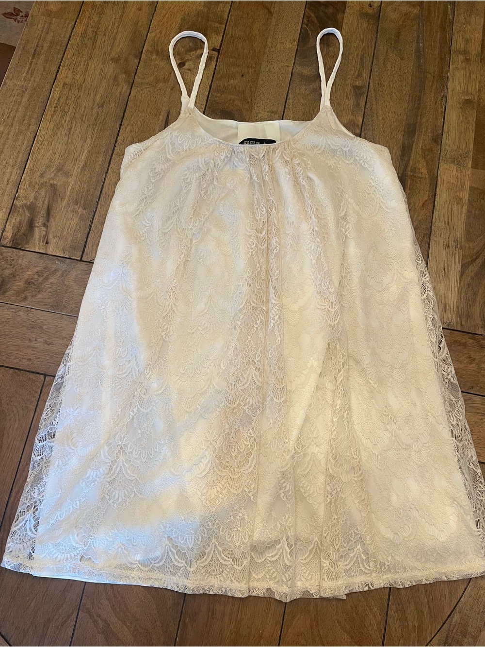 Boho Ivory Lace Mini Dress size Medium - Picture 2 of 12